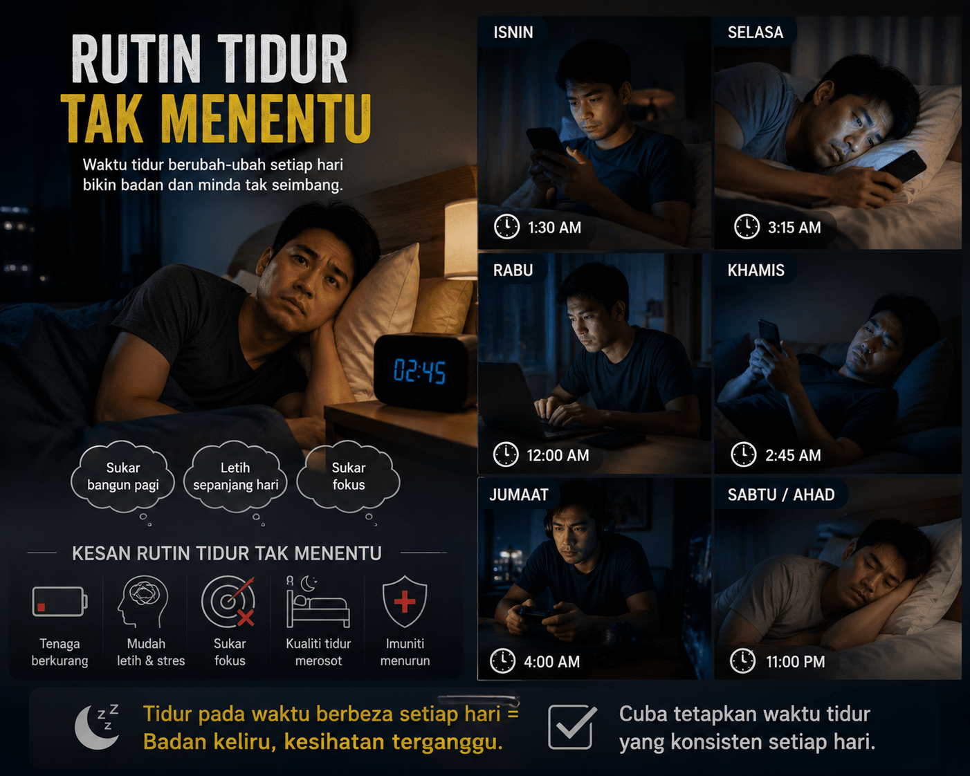 Rutin tidur tak menentu