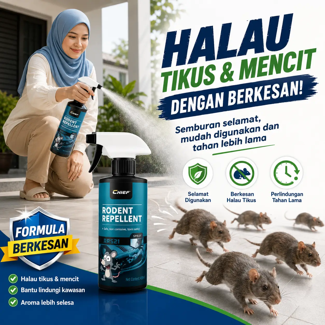 Spray penghalau tikus
